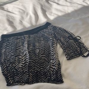 Black & cream one shoulder blouse